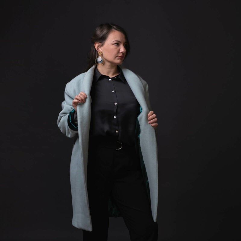 Cappotto Olivia verde salvia misto lana